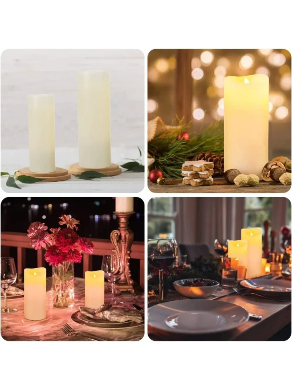Set of 9 Flameless LED Pillar Candles with Remote Control - Battery Operated